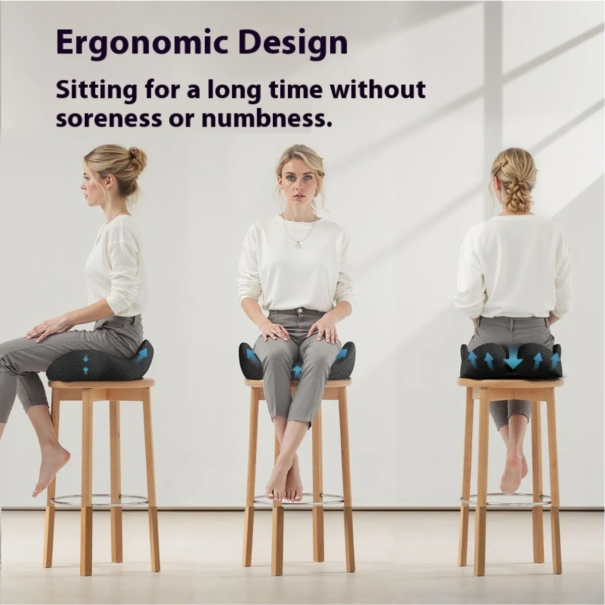 Long-Sitting Lumbar Support Pillow in use for extended sitting comfort
