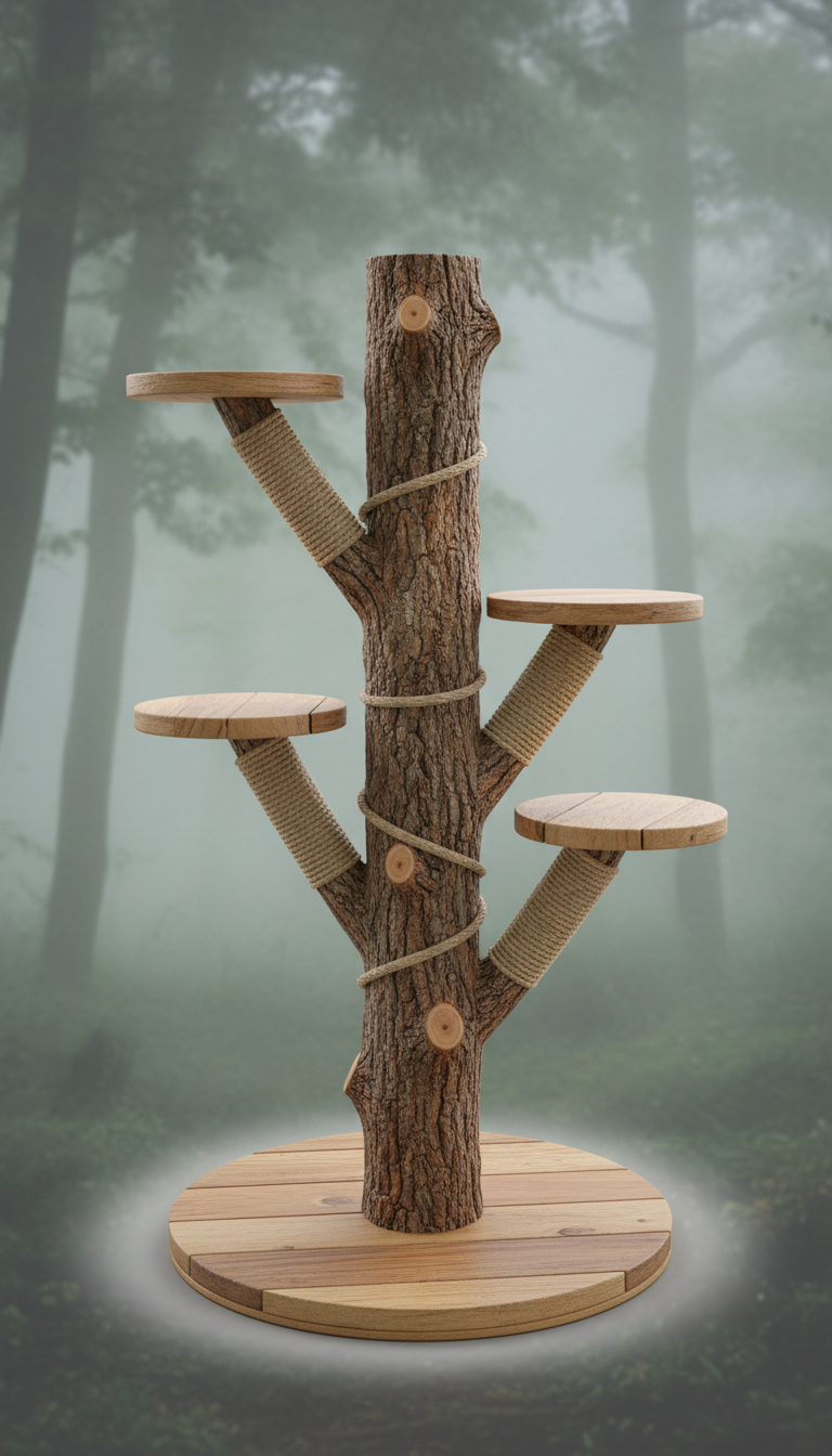 Natural Wood Cat Scratching Post